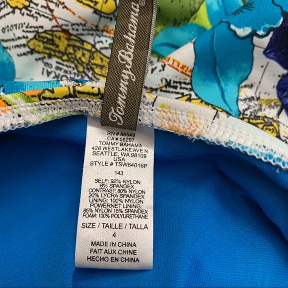 Tommy Bahama Swimsuit Size 4 Tropical Map Skirted One Piece - Picture 6 of 10